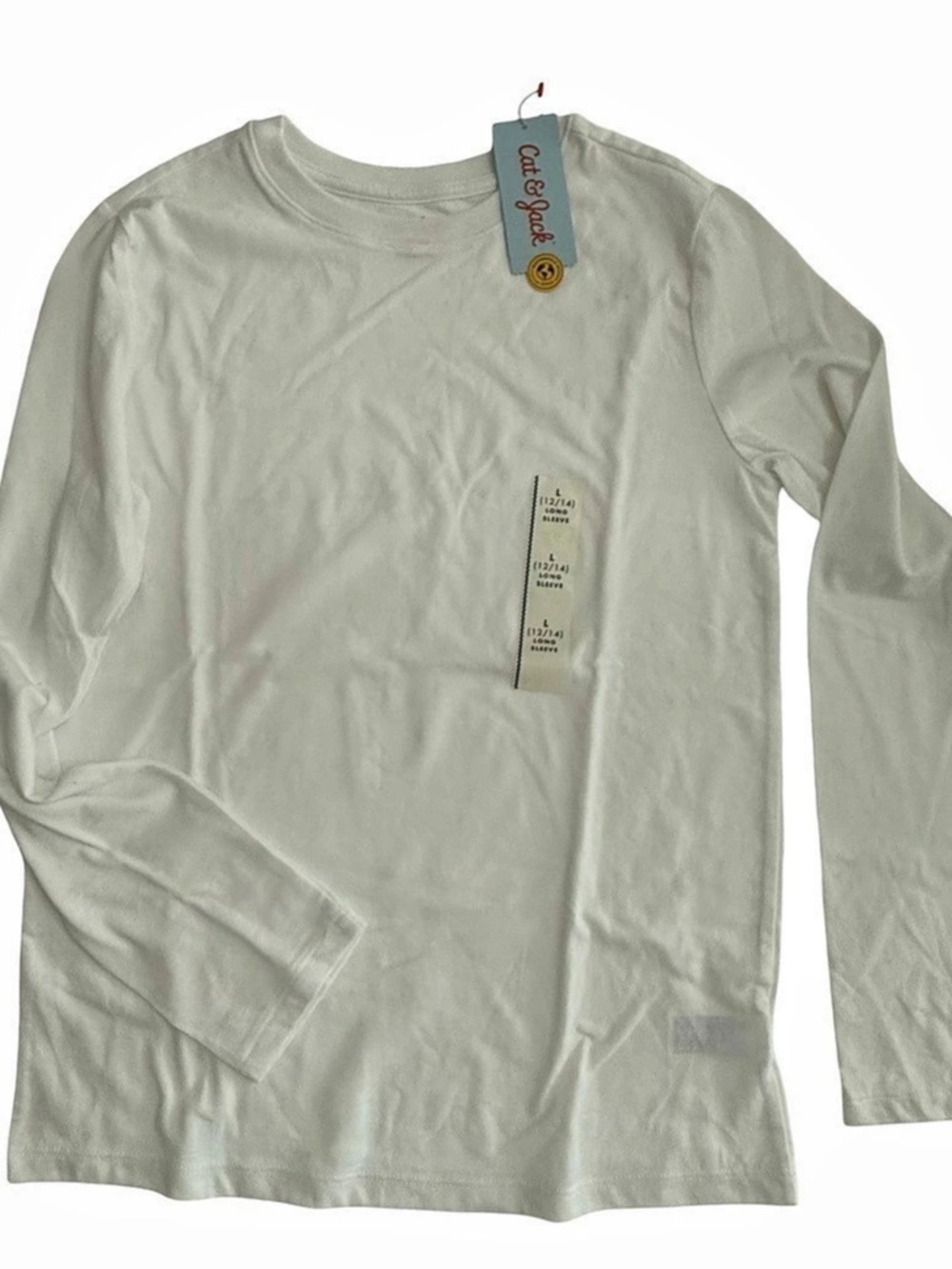 Cat & Jack Long Sleeve Basic T-Shirt Girls Large White